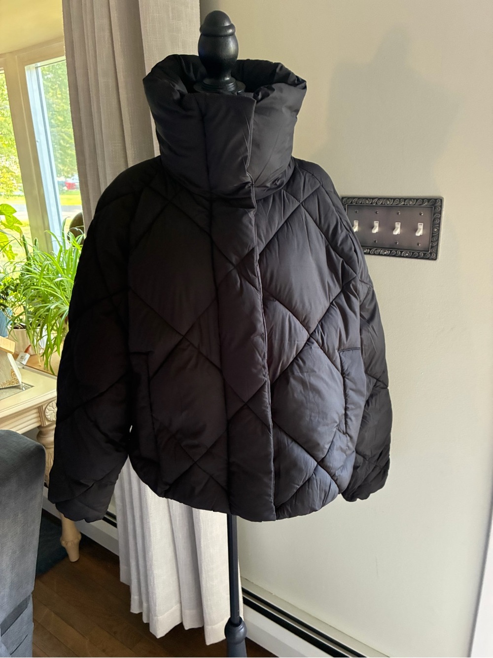 BCBG Black Quilted Puffer Coat